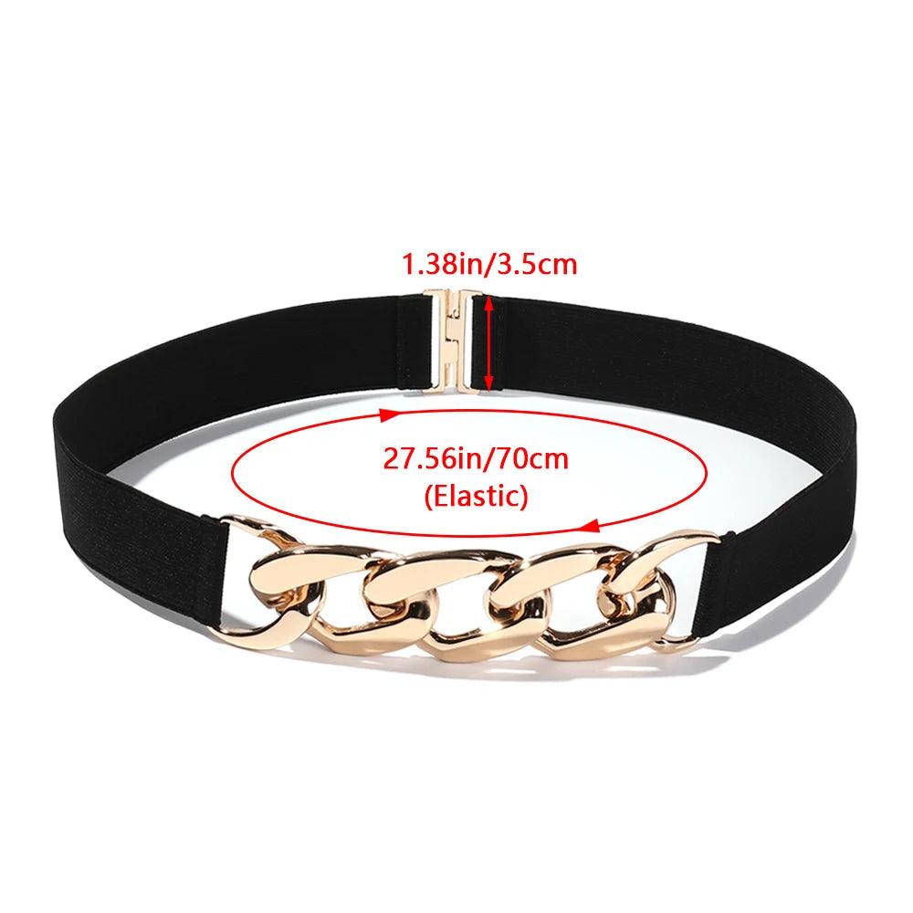 Fashion Elastic Belt, Gold or Silver Metal Buckle on Belt - Just The Fly Way