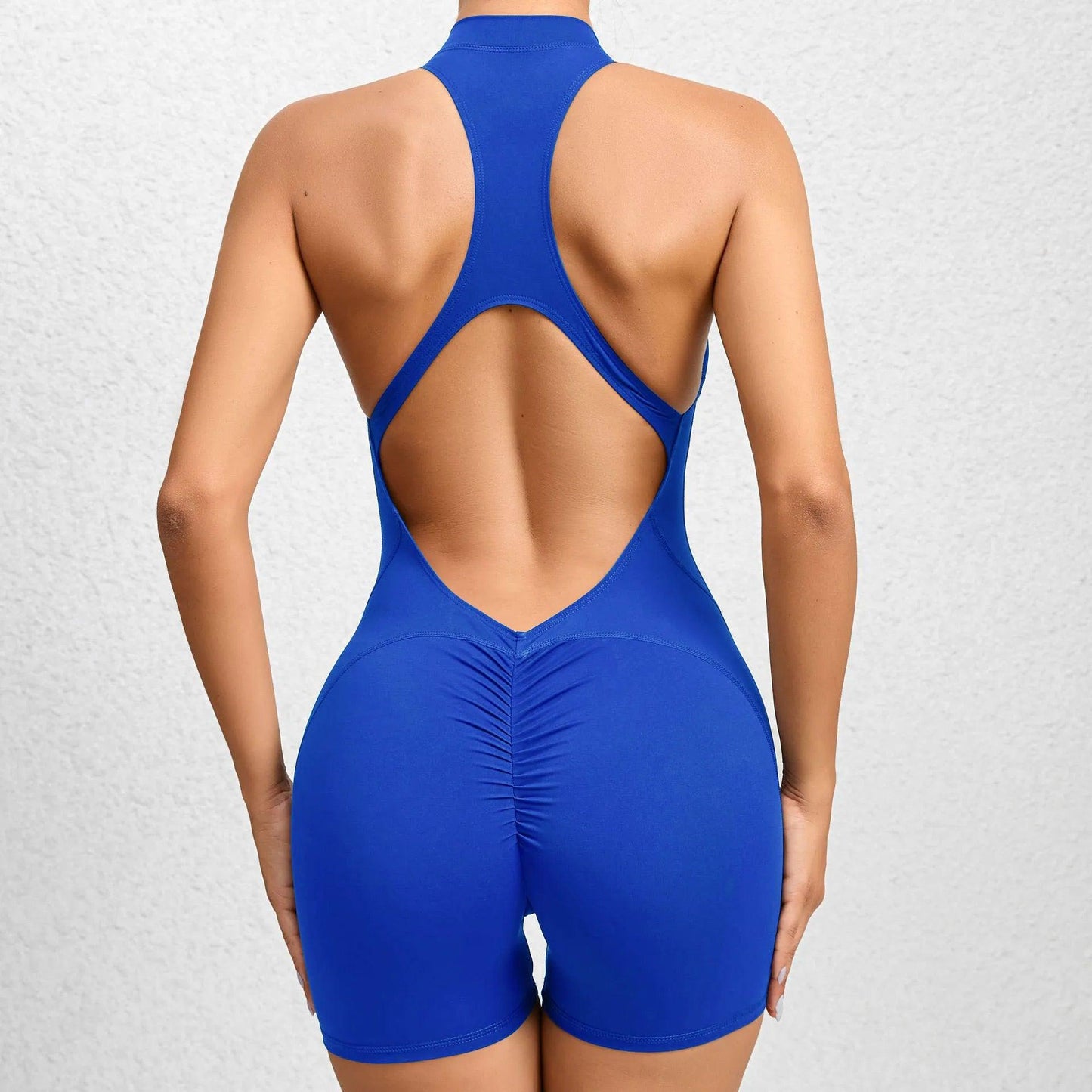 Zip-Up Activewear Yoga Romper With Bottom Contouring Design - Just The Fly Way