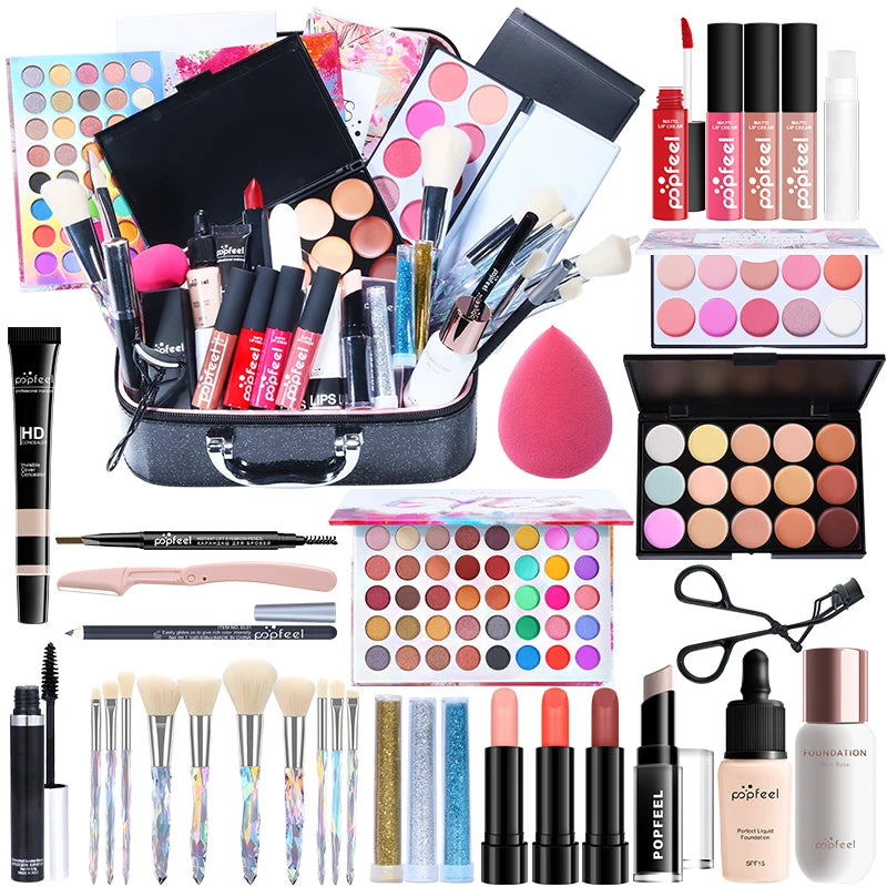 Fashionable, Bold and Beautiful DressPOPFEEL All In One Makeup Kit for Women Full Kit Set, All in One Makeup Sets Include Eyebrow Eyeliner Eyeshadow
