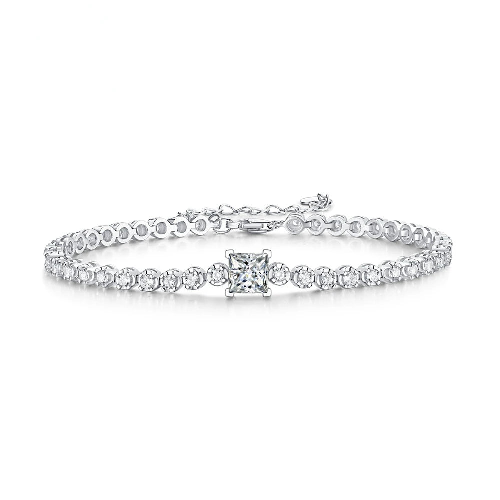LinkerLove 925 Sterling Silver Moissanite Tennis Bracelet for Women - Dazzle Her with 1ct Princess Cut Sparkle - Just The Fly Way