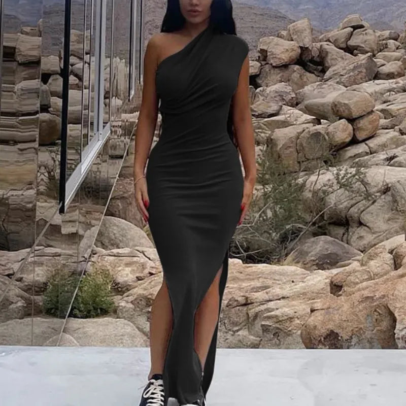 Slip Backless Slit Long Dress Women Y2K Summer Dress Strapless Bodycon Elegant Dress Sexy Ladies Birthday Party Sleeveless Dress