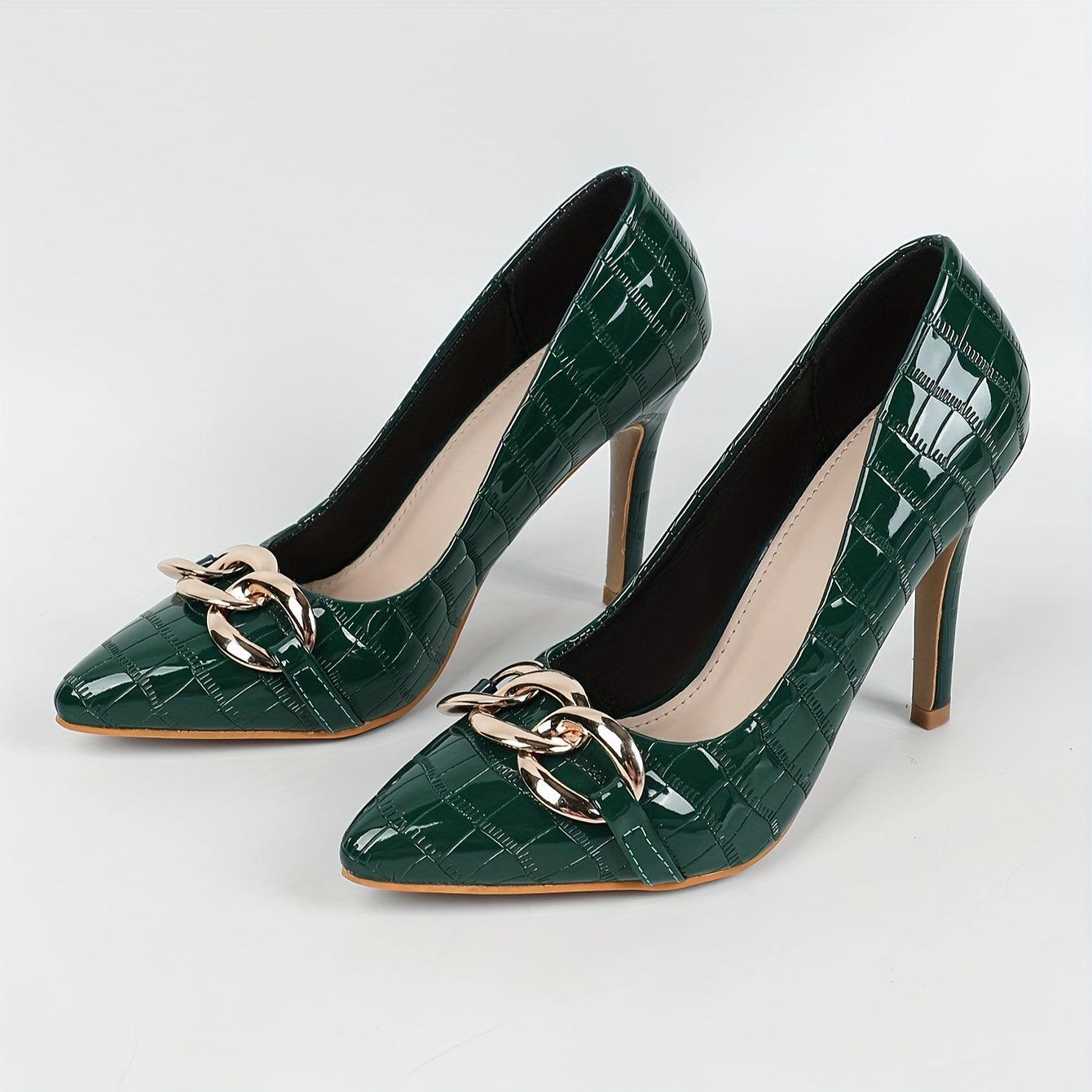 Women's Chain Decor Stiletto High Heels - Just The Fly Way