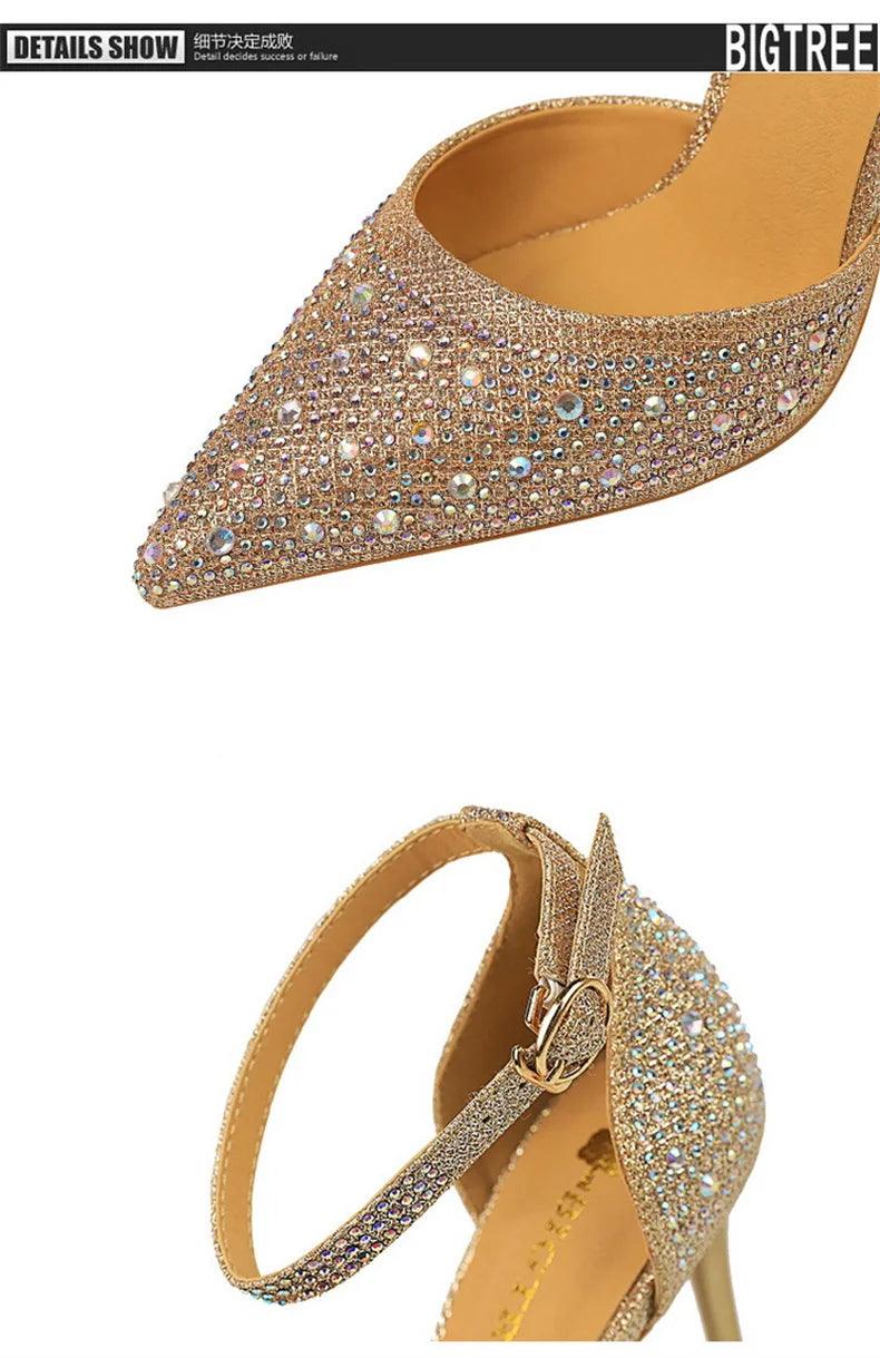 Glamorous Women's Party Heels with Rhinestones - Just The Fly Way