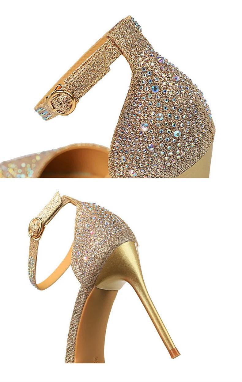 Glamorous Women's Party Heels with Rhinestones - Just The Fly Way