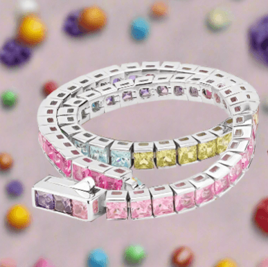 Colorful CZ Tennis Bracelet - Shine Bright with Sterling Silver & Moissanite Charm - Just The Fly Way