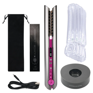 USB Rechargeable Wireless Hair Straightener Curling Iron Styling Tool Tourmaline Ceramic Dry & Wet Use Hair Styler - Just The Fly Way