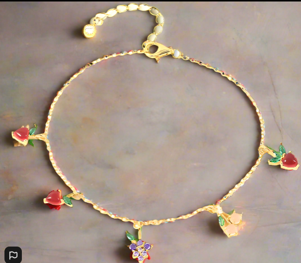 Gold Plated 925 Sterling Silver Stylish Geometric Bracelet - Exquisite Fruit Design, Simple and Cute Jewelry for Women - Just The Fly Way