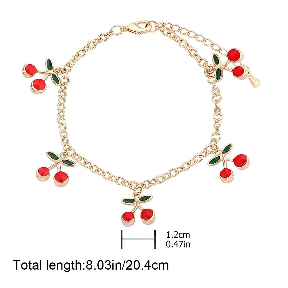 Cherry Charm Bracelet for Women - Cute Red Cherry Design - Just The Fly Way