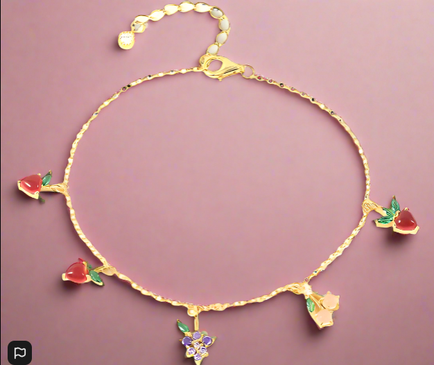 Gold Plated 925 Sterling Silver Stylish Geometric Bracelet - Exquisite Fruit Design, Simple and Cute Jewelry for Women - Just The Fly Way