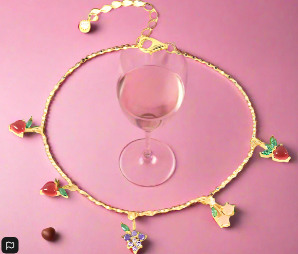 Gold Plated 925 Sterling Silver Stylish Geometric Bracelet - Exquisite Fruit Design, Simple and Cute Jewelry for Women - Just The Fly Way