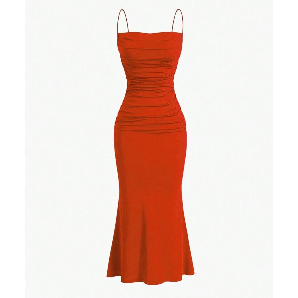 Slim Fitting Party Dress for Women - Elegant Burgundy - Just The Fly Way