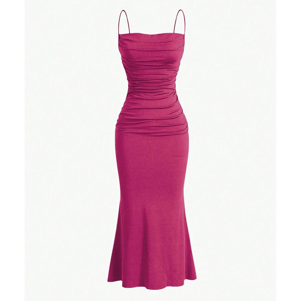 Slim Fitting Party Dress for Women - Elegant Burgundy - Just The Fly Way