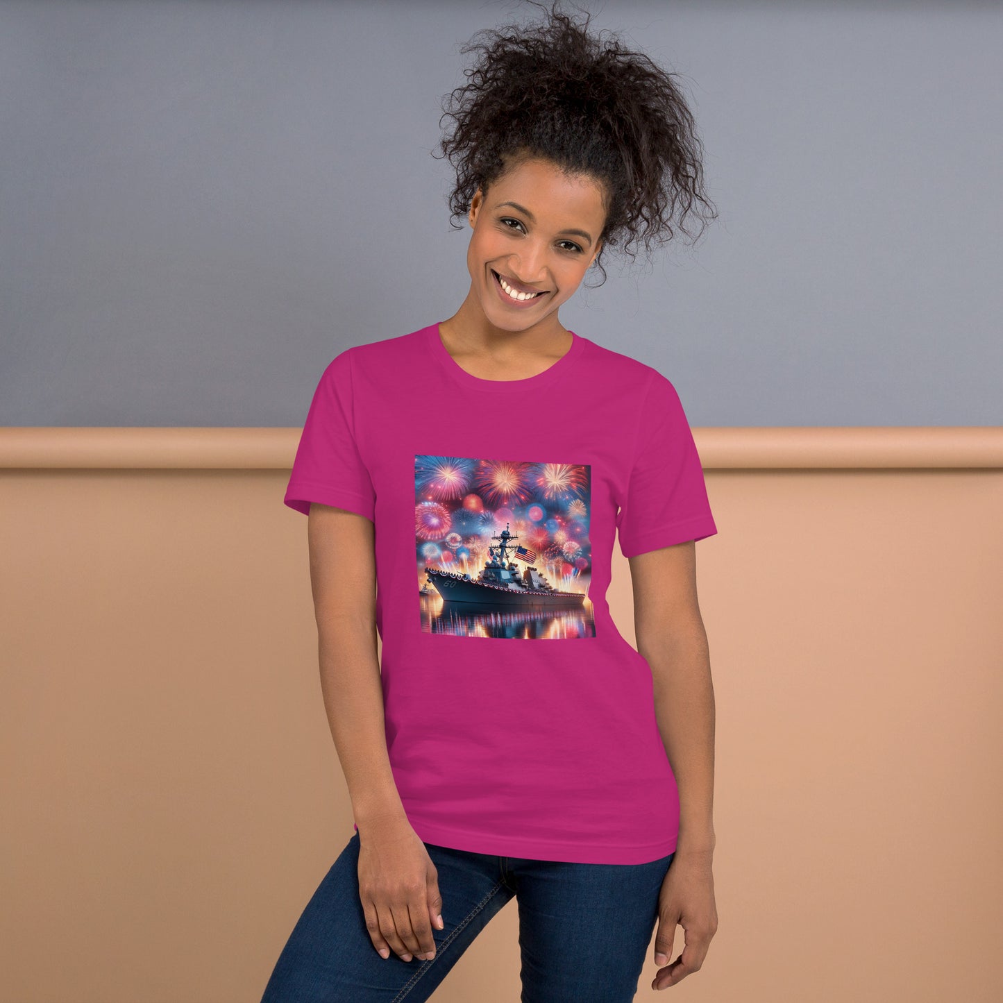 Unisex Patriotic US Navy Warship T-Shirt in a 100% Pre-Shrunken Cotton Sizes S-4XL - Just The Fly Way