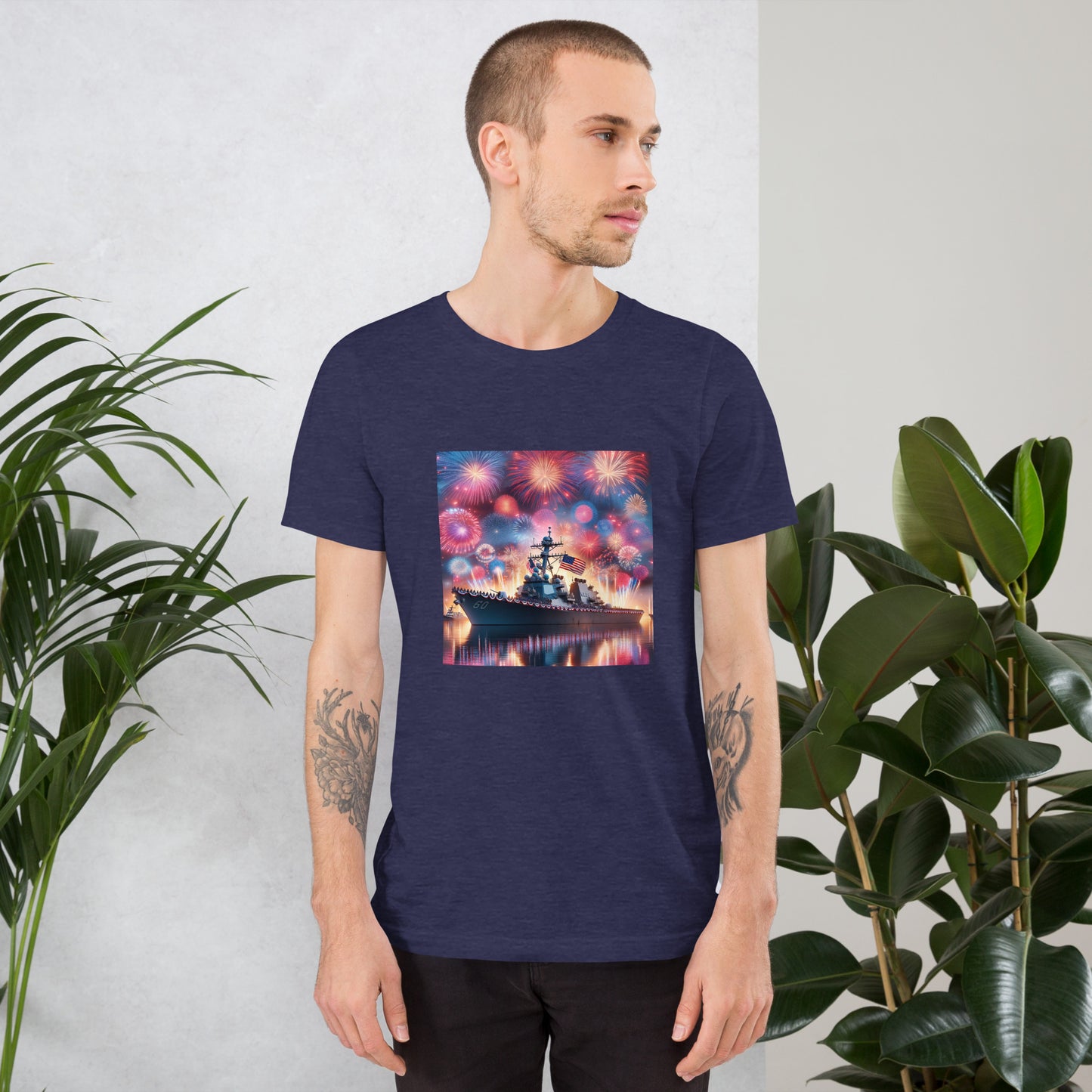 Unisex Patriotic US Navy Warship T-Shirt in a 100% Pre-Shrunken Cotton Sizes S-4XL - Just The Fly Way