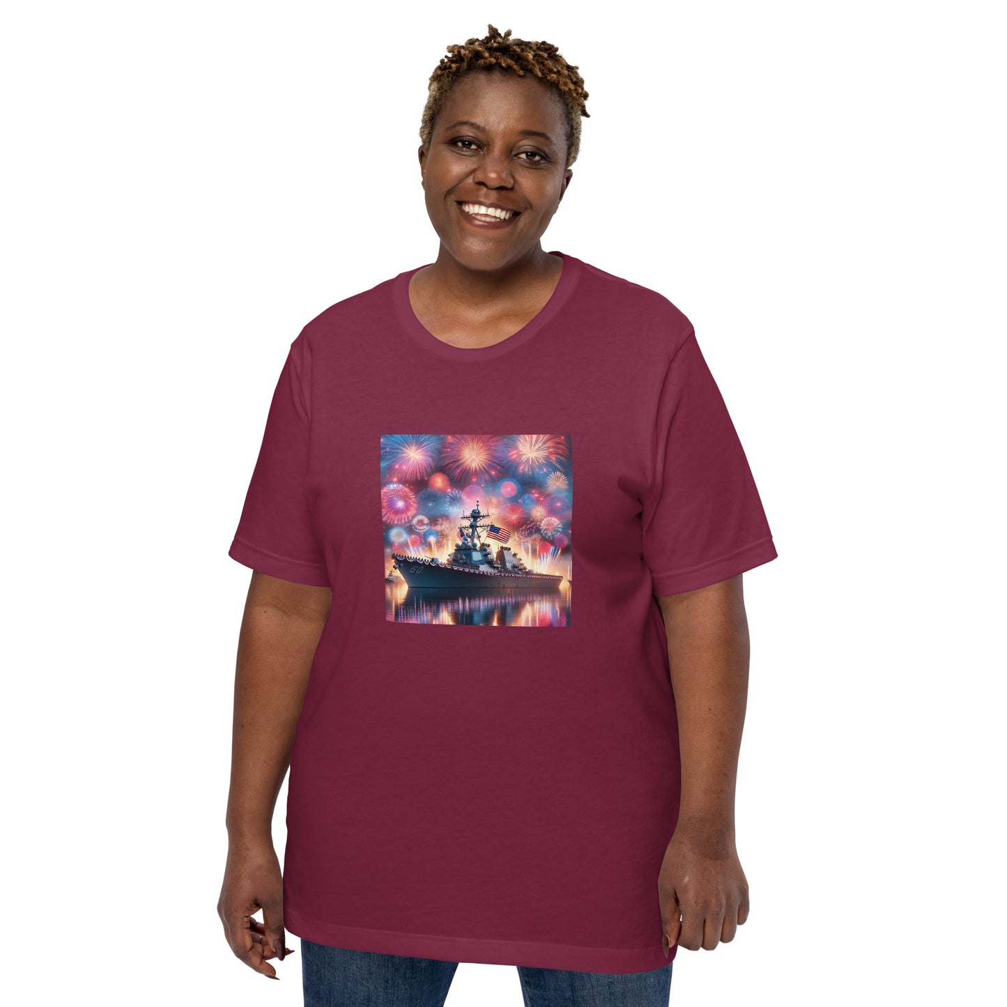 Unisex Patriotic US Navy Warship T-Shirt in a 100% Pre-Shrunken Cotton Sizes S-4XL - Just The Fly Way