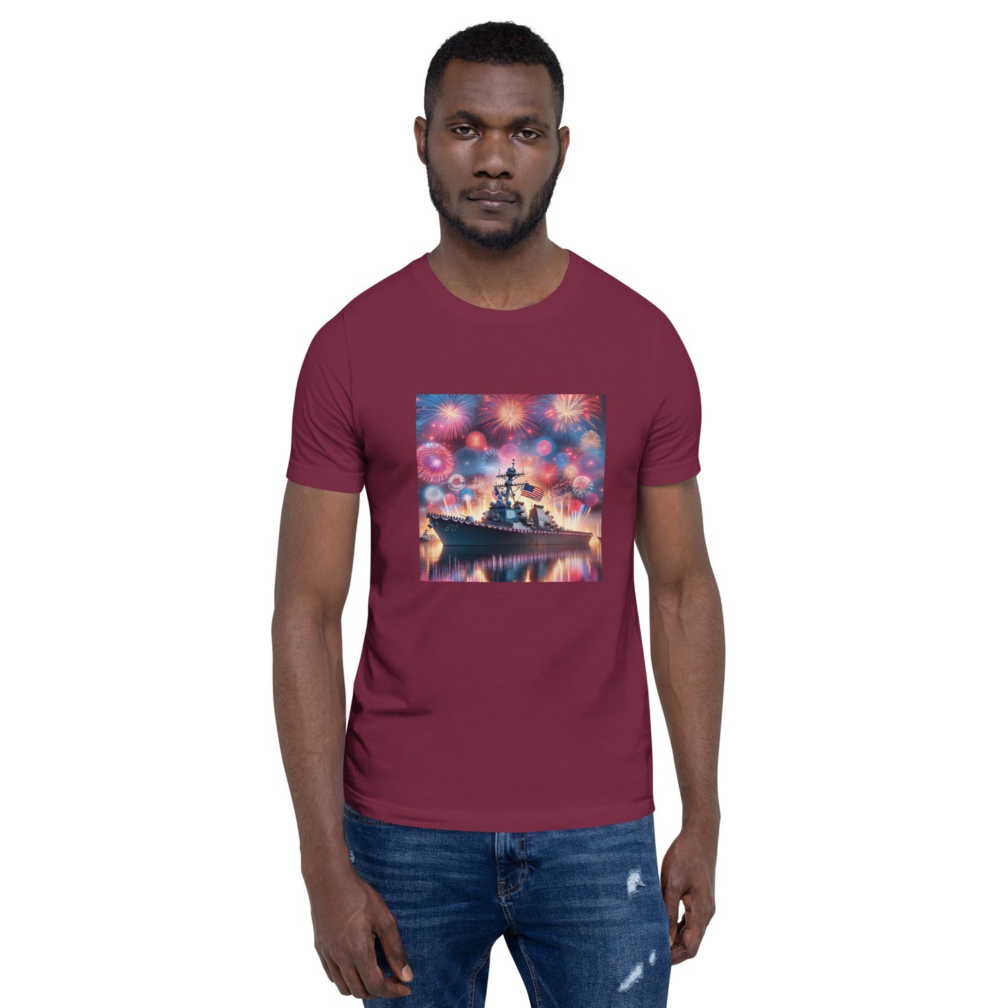 Unisex Patriotic US Navy Warship T-Shirt in a 100% Pre-Shrunken Cotton Sizes S-4XL - Just The Fly Way