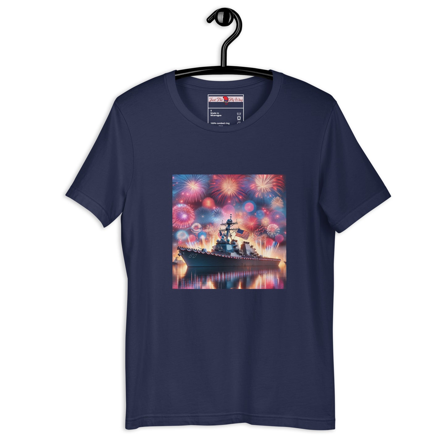 Unisex Patriotic US Navy Warship T-Shirt in a 100% Pre-Shrunken Cotton Sizes S-4XL - Just The Fly Way