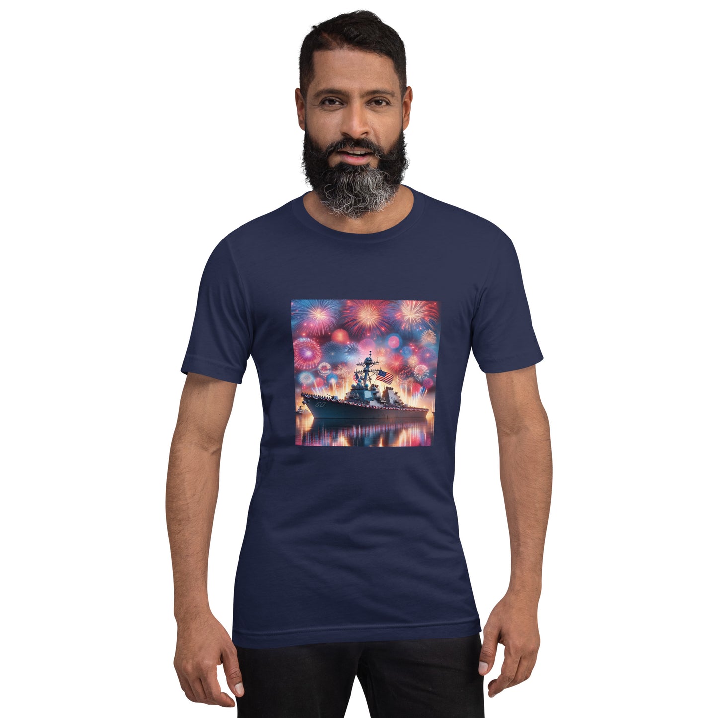 Unisex Patriotic US Navy Warship T-Shirt in a 100% Pre-Shrunken Cotton Sizes S-4XL - Just The Fly Way