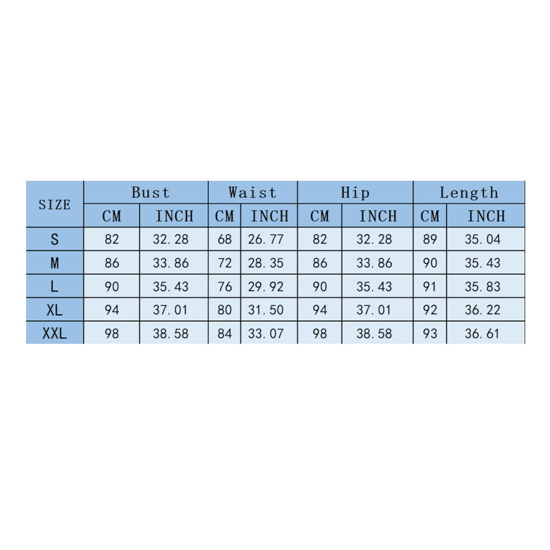 Size chart for clothing with measurements in centimeters and inches.
