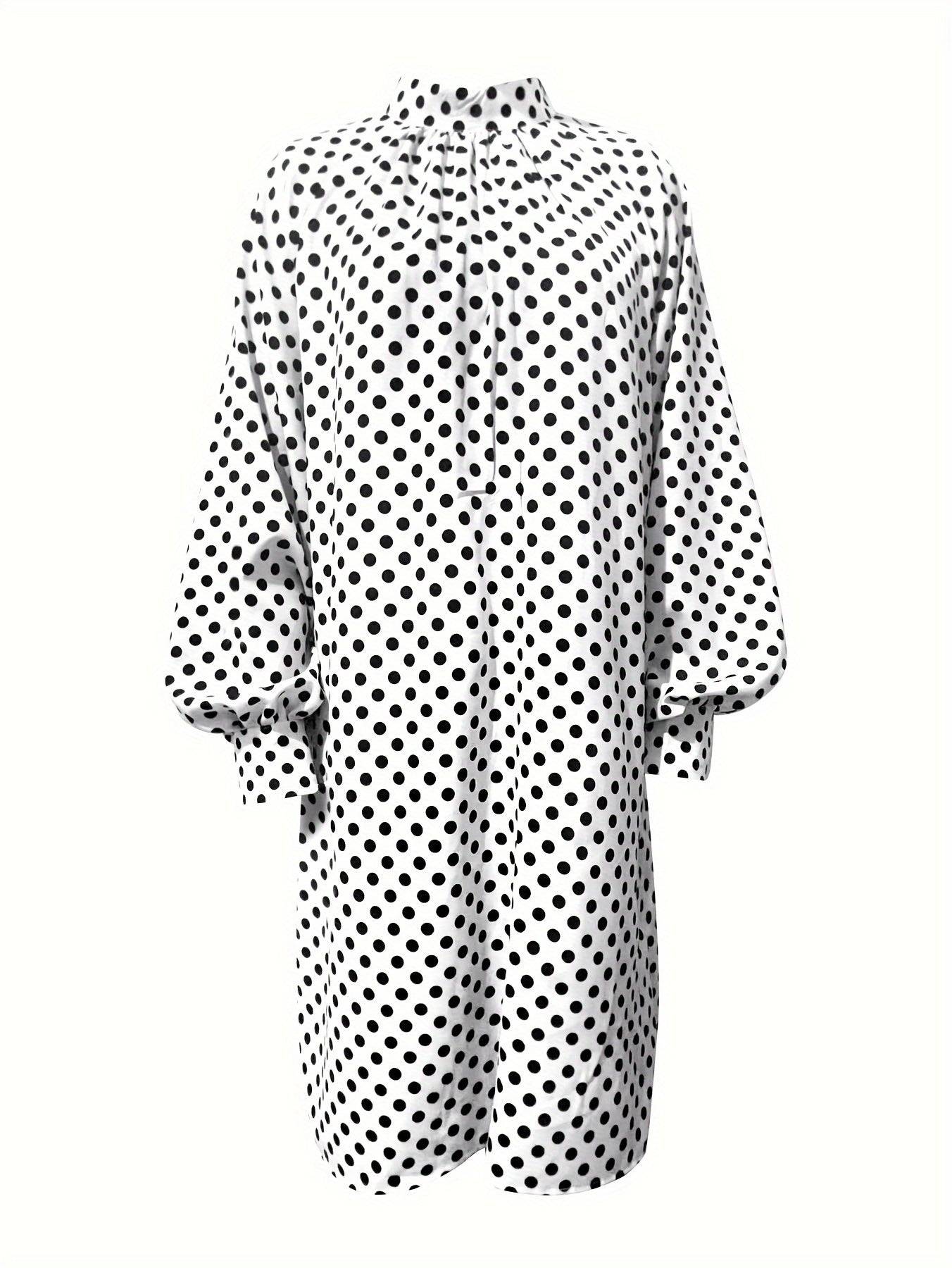 Variations of Polka Dot Print Dress, Elegant Mock Neck Long Sleeve Mini Dress, Women's Clothing by Polka Dot Print Dress, Elegant Mock Neck Long Sleeve Mini Dress, Women's ClothingApparel & Accessories > Clothing > Dressespolka-dot-print-dress-elegant-mock-neck-long-sleeve-mini-dress-womens-clothingDress