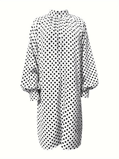 Variations of Polka Dot Print Dress, Elegant Mock Neck Long Sleeve Mini Dress, Women's Clothing by Polka Dot Print Dress, Elegant Mock Neck Long Sleeve Mini Dress, Women's ClothingApparel & Accessories > Clothing > Dressespolka-dot-print-dress-elegant-mock-neck-long-sleeve-mini-dress-womens-clothingDress