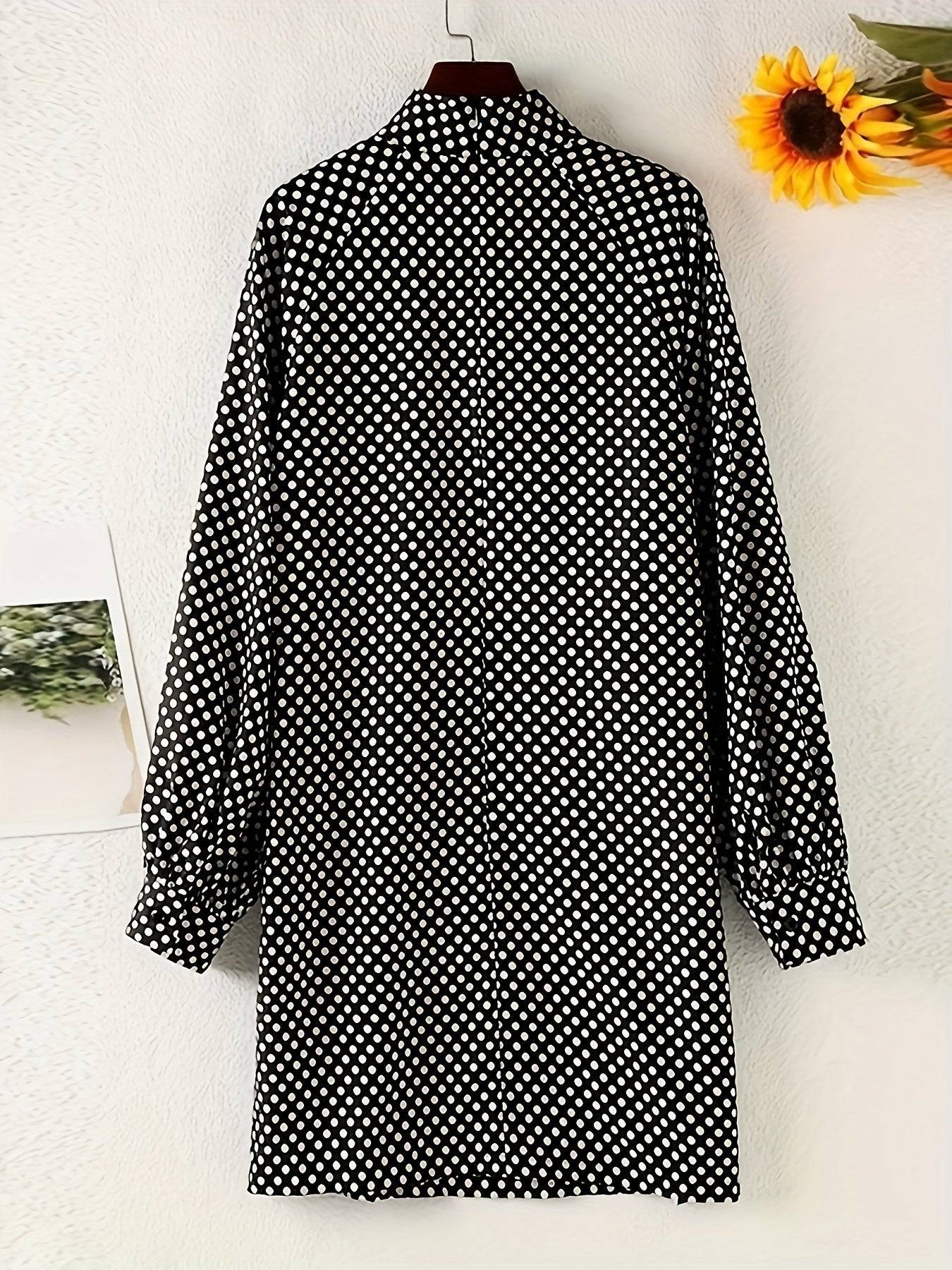 Variations of Polka Dot Print Dress, Elegant Mock Neck Long Sleeve Mini Dress, Women's Clothing by Polka Dot Print Dress, Elegant Mock Neck Long Sleeve Mini Dress, Women's ClothingApparel & Accessories > Clothing > Dressespolka-dot-print-dress-elegant-mock-neck-long-sleeve-mini-dress-womens-clothingDress
