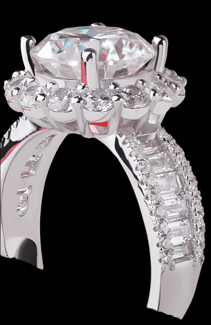 Moissanite Flower Halo Ring for Women - 3CT 925 Sterling Silver Wedding Band, GRA Certified Gift - Just The Fly Way