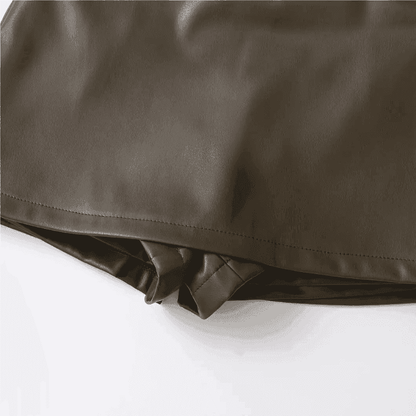 Be Bold in This Low Rise Black Mini Faux Leather Skort - Just The Fly Way