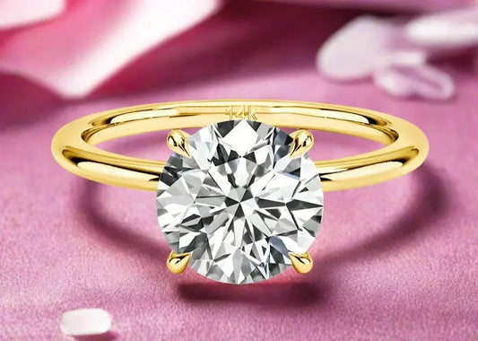 14k Gold Ring, Round, Certified 1ct, 2ct, 3ct Moissanite Ring - Just The Fly Way