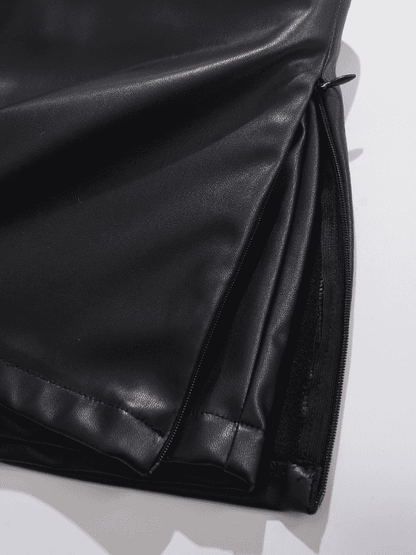 Be Bold in This Low Rise Black Mini Faux Leather Skort - Just The Fly Way