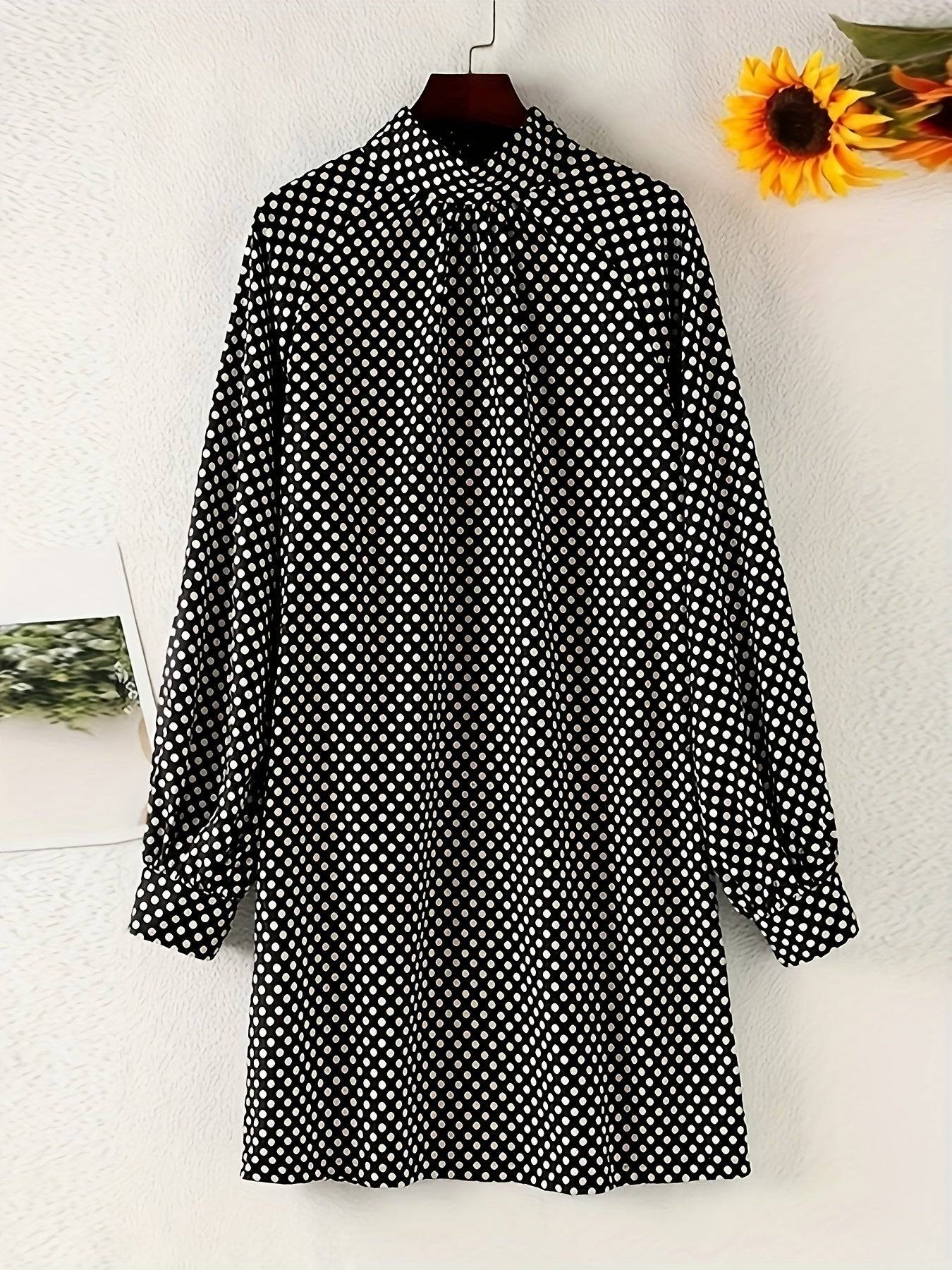 Variations of Polka Dot Print Dress, Elegant Mock Neck Long Sleeve Mini Dress, Women's Clothing by Polka Dot Print Dress, Elegant Mock Neck Long Sleeve Mini Dress, Women's ClothingApparel & Accessories > Clothing > Dressespolka-dot-print-dress-elegant-mock-neck-long-sleeve-mini-dress-womens-clothingDress