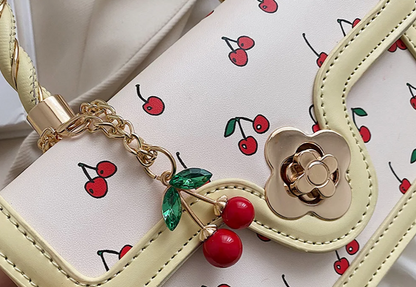 Fashionable, Bold and Beautiful DressStylish Women’s Cherry Square Chain Bag - Versatile PU Leather Crossbody with Sweet Cherry Pattern