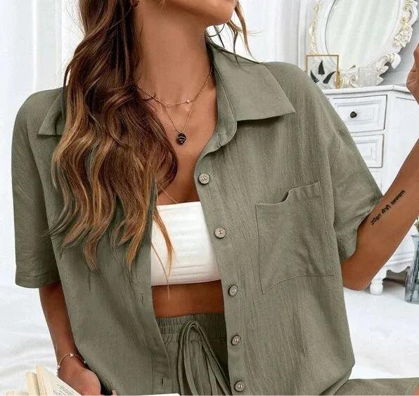 Summer Short Sleeve Shirt and Shorts, Two Piece Set - Just The Fly Way
