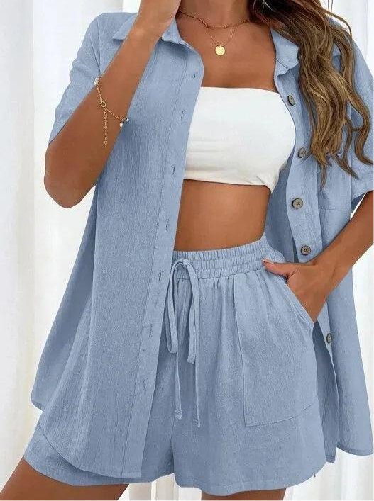 Summer Short Sleeve Shirt and Shorts, Two Piece Set - Just The Fly Way