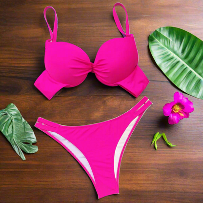 Chic Underwired Bikini Set with Brazilian Cut Bottom - Just The Fly Way
