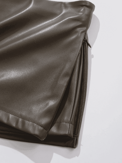 Be Bold in This Low Rise Black Mini Faux Leather Skort - Just The Fly Way