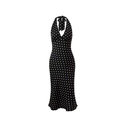 Fashionable, Bold and Beautiful DressBold and Sassy Retro Polka Dot Halter Maxi Dress