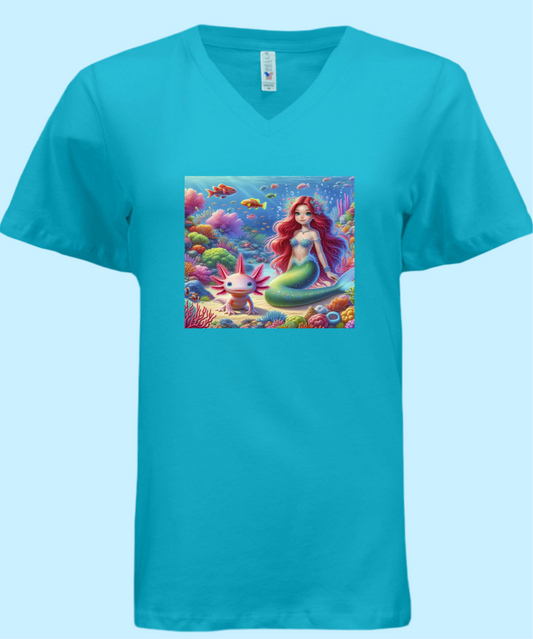 Rare Picture of a Mermaid Playing With an Axolotl On A Really Comfy Shirt🙃🧜‍♀️ - Just The Fly Way
