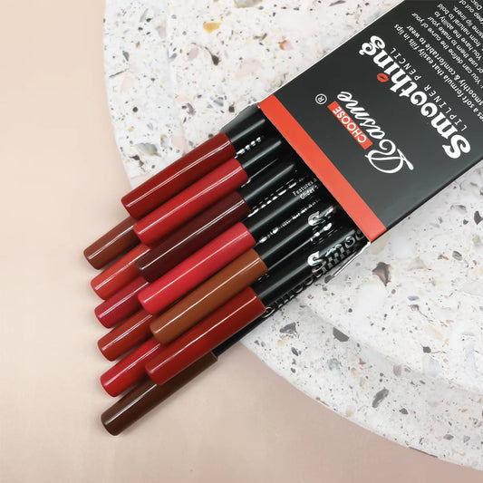 Fashionable, Bold and Beautiful Dress12 pcs Long-Lasting Lipstick Set with Professional Lip Liner Pencil and Matte Lip Gloss for Women Valentine's Day Gifts