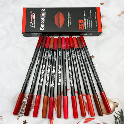 Fashionable, Bold and Beautiful Dress12 pcs Long-Lasting Lipstick Set with Professional Lip Liner Pencil and Matte Lip Gloss for Women Valentine's Day Gifts