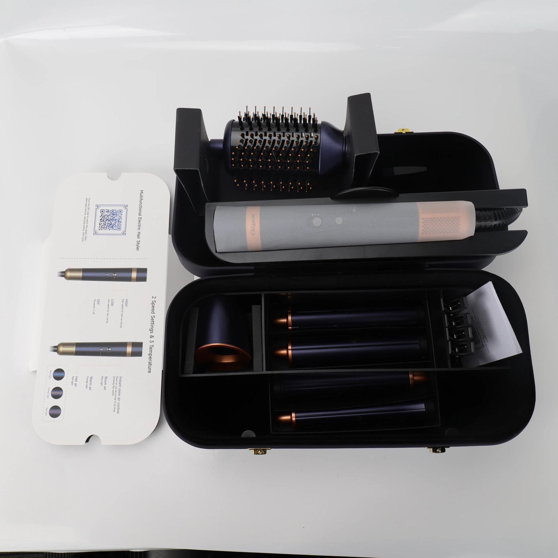 Negative Ion Hair Dryer Wrap 6 in 1 Multi-Styler Powerful Hair Dryer Brush Multi-Styler Auto-Wrap Curlers For Dyson Air wrap - Just The Fly Way