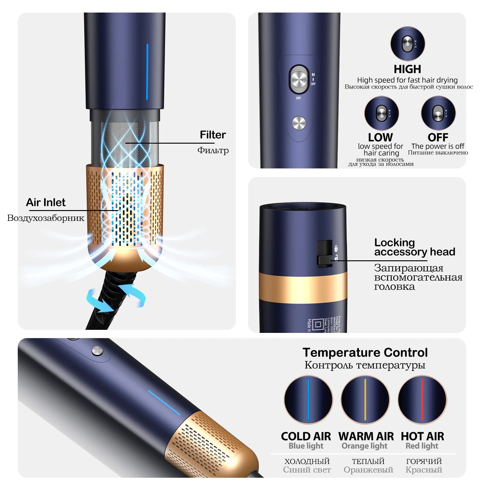 Negative Ion Hair Dryer Wrap 6 in 1 Multi-Styler Powerful Hair Dryer Brush Multi-Styler Auto-Wrap Curlers For Dyson Air wrap - Just The Fly Way