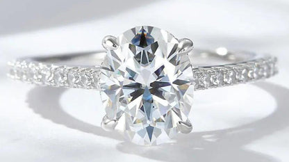 Oval Cut Moissanite Ring, 18k Gold over S925 Sterling Silver For Women - Just The Fly Way