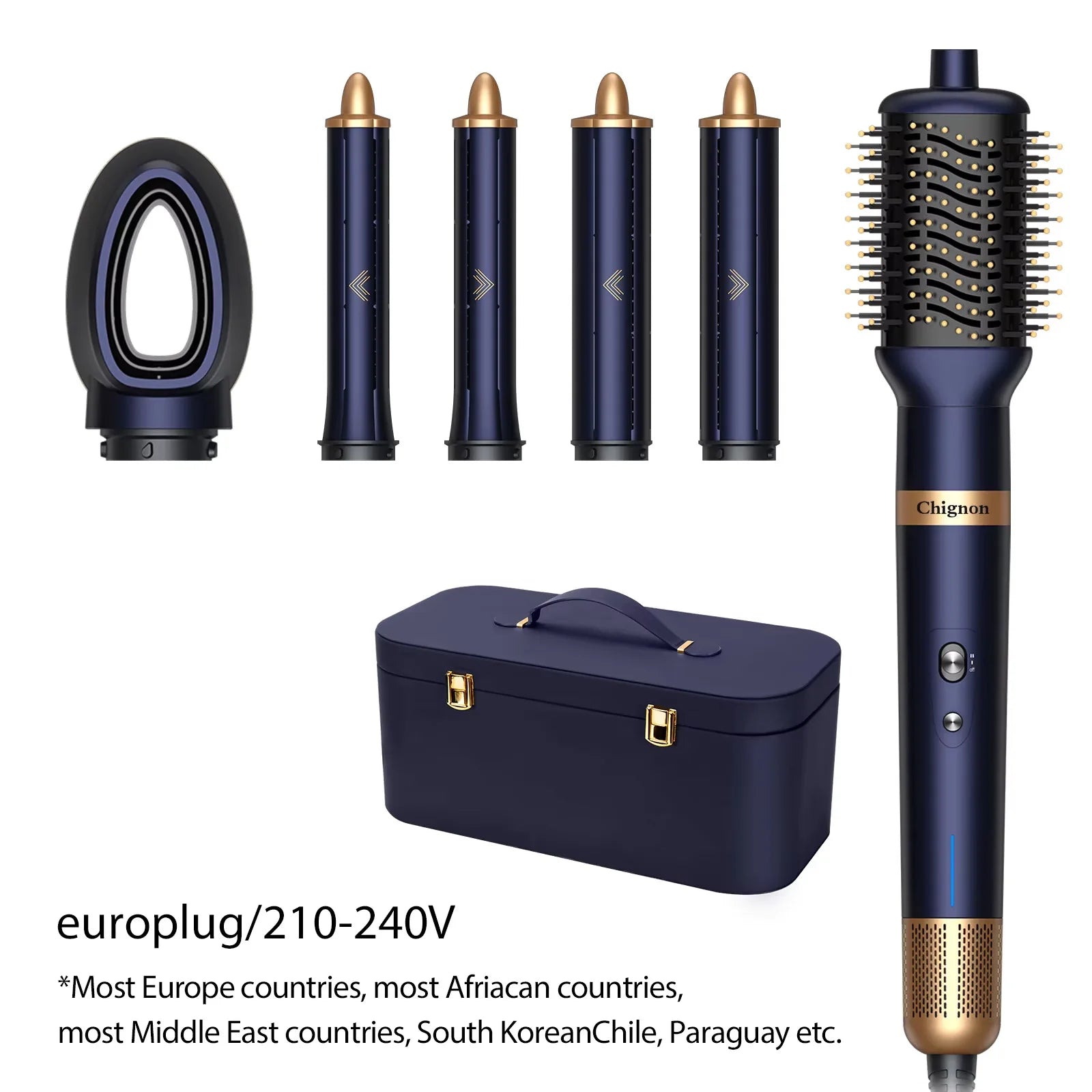 Negative Ion Hair Dryer Wrap 6 in 1 Multi-Styler Powerful Hair Dryer Brush Multi-Styler Auto-Wrap Curlers For Dyson Air wrap - Just The Fly Way