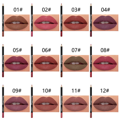 Fashionable, Bold and Beautiful Dress12 pcs Long-Lasting Lipstick Set with Professional Lip Liner Pencil and Matte Lip Gloss for Women Valentine's Day Gifts