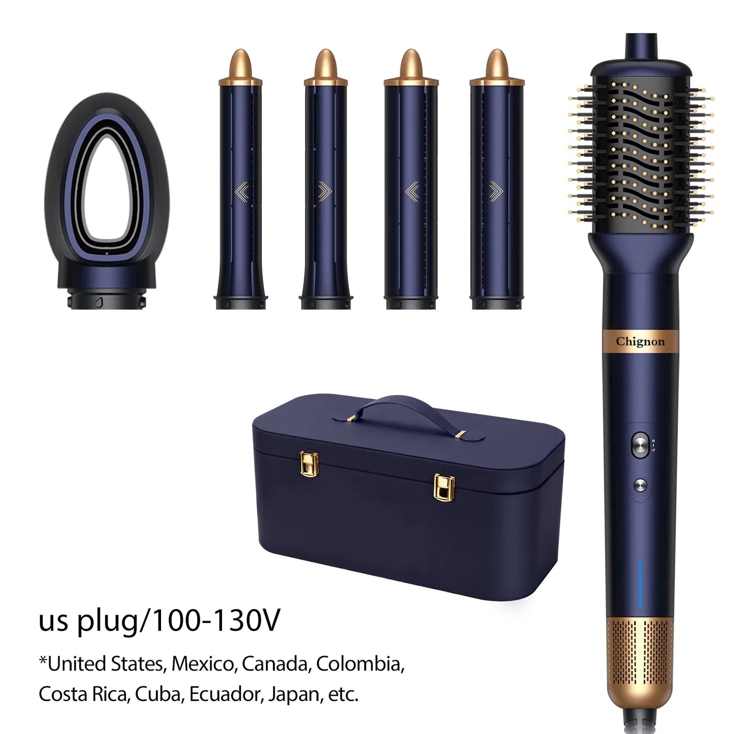 Negative Ion Hair Dryer Wrap 6 in 1 Multi-Styler Powerful Hair Dryer Brush Multi-Styler Auto-Wrap Curlers For Dyson Air wrap - Just The Fly Way
