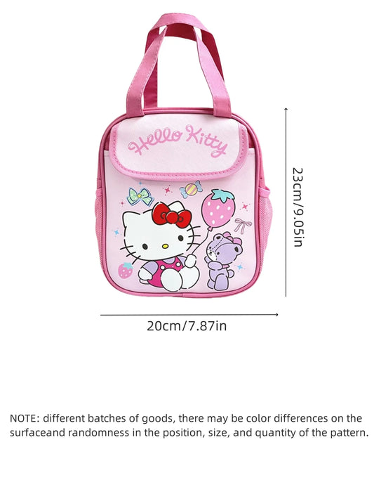 1pc Insulated Fashionable Portable Lunch Bag Cute Cartoon HelloKitty Kuromi Cinnamoroll Design Reusable Lunch Box