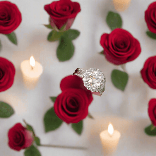 Moissanite Flower Halo Ring for Women - 3CT 925 Sterling Silver Wedding Band, GRA Certified Gift - Just The Fly Way
