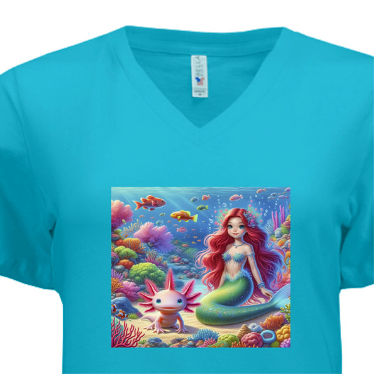 Rare Picture of a Mermaid Playing With an Axolotl On A Really Comfy Shirt🙃🧜‍♀️ - Just The Fly Way