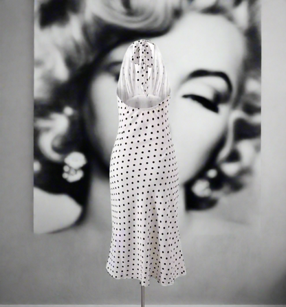 Bold and Sassy Retro Polka Dot Halter Maxi Dress - Just The Fly Way